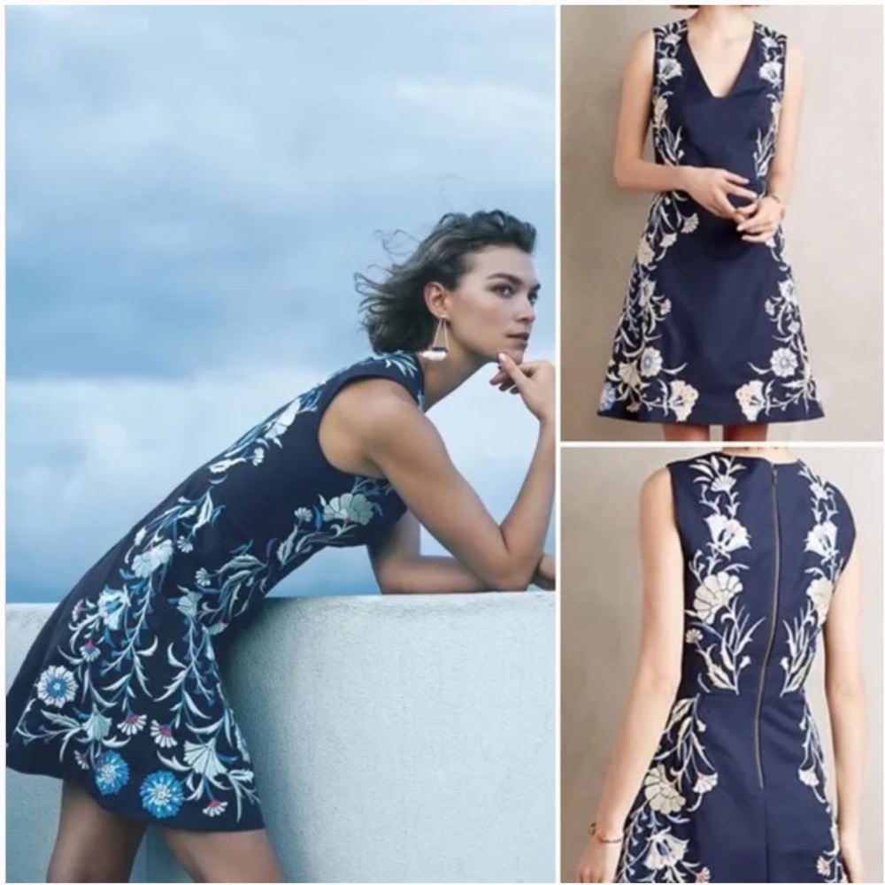 Anthropologie Gilmore Girls Moulinette Soeurs Bellflower Floral Embroidery Dress - Picture 8 of 16